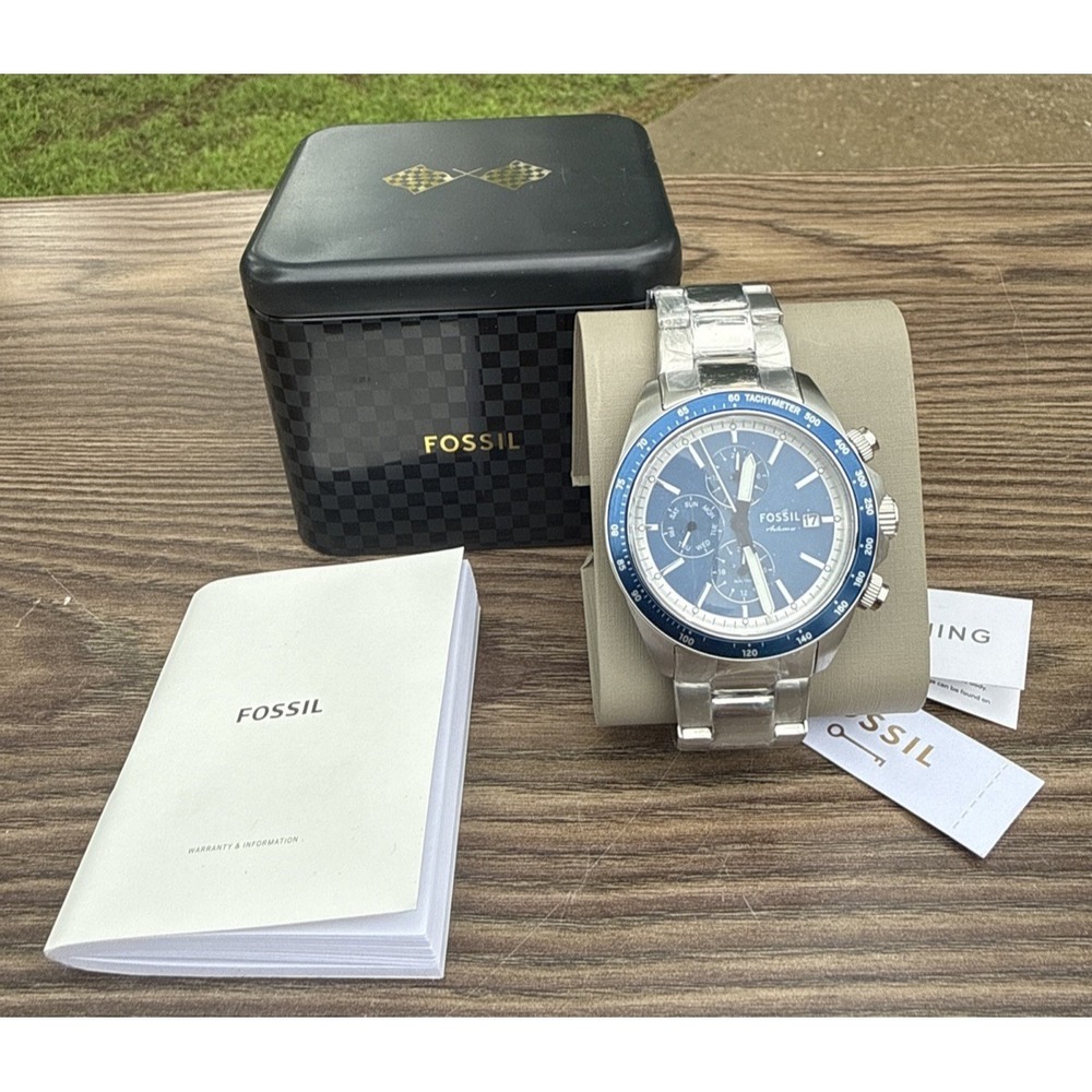Fossil Autocross BQ2878‎ Mens Multifunction Blue Sunray Dial Watch NIBWT